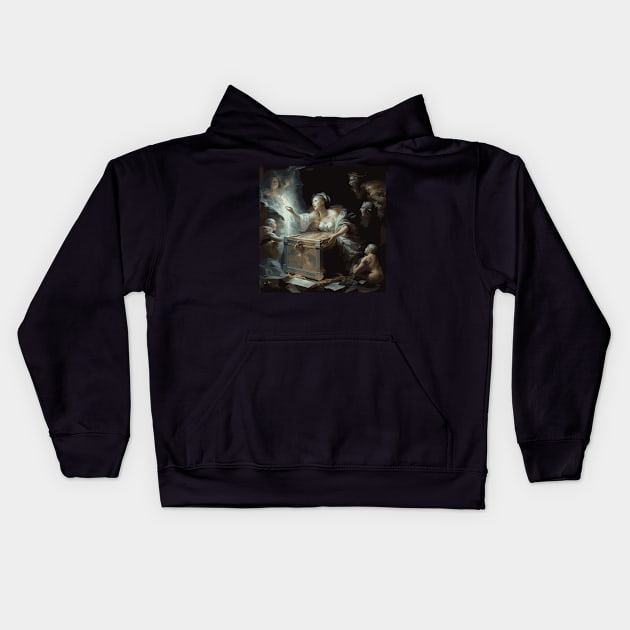 Unleashing the Truth Behind Pandora's Box: The Story of the First Woman on Earth Kids Hoodie by gmnglx